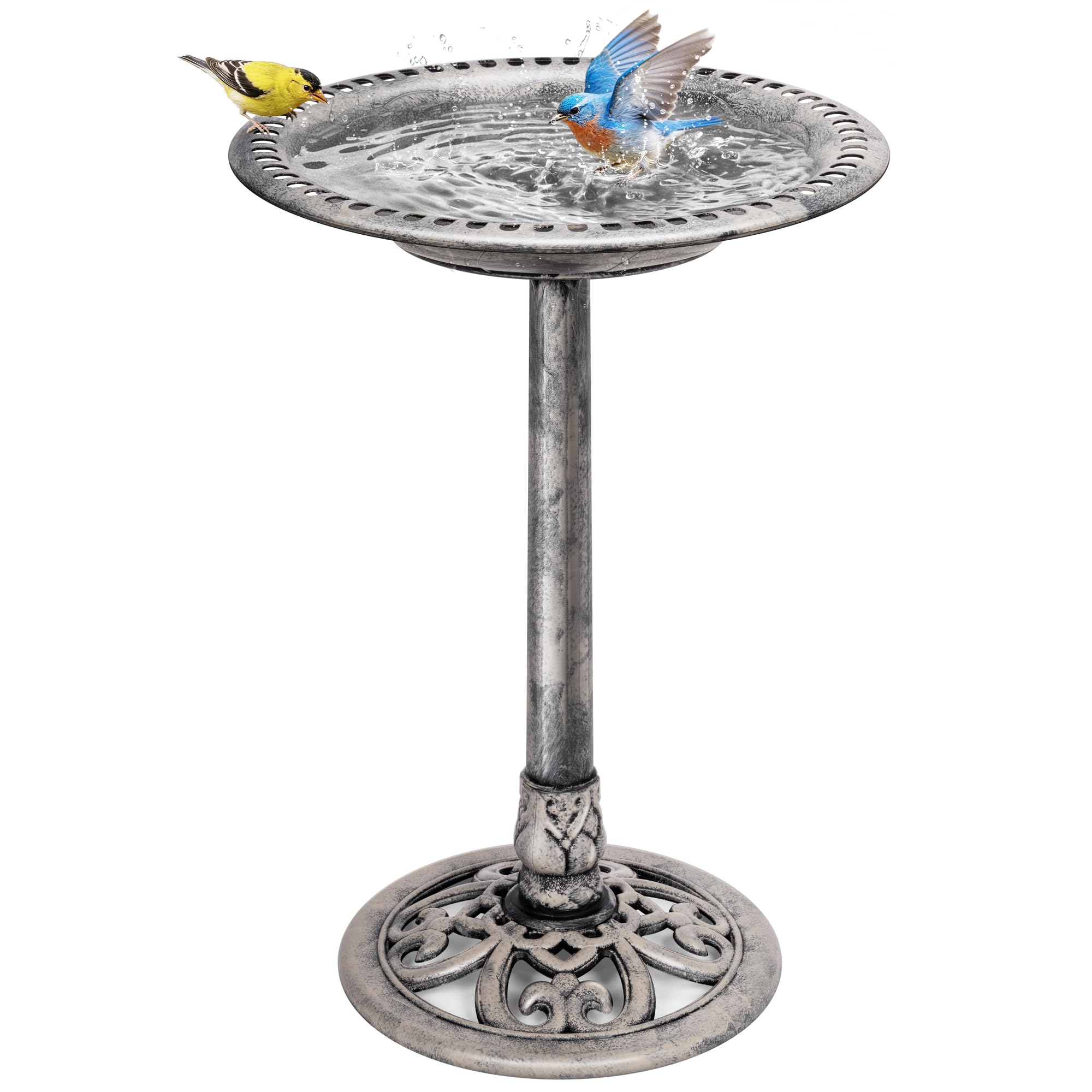 VIVOHOME Vogeltränke 71cm – Polyresin Gartenbad mit Antik-Patina für Außenbereiche