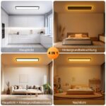 SNADER LED Deckenleuchte 100x25cm Dimmbar – 36W Panel mit Fernbedienung & Hintergrundlicht – Bild 7