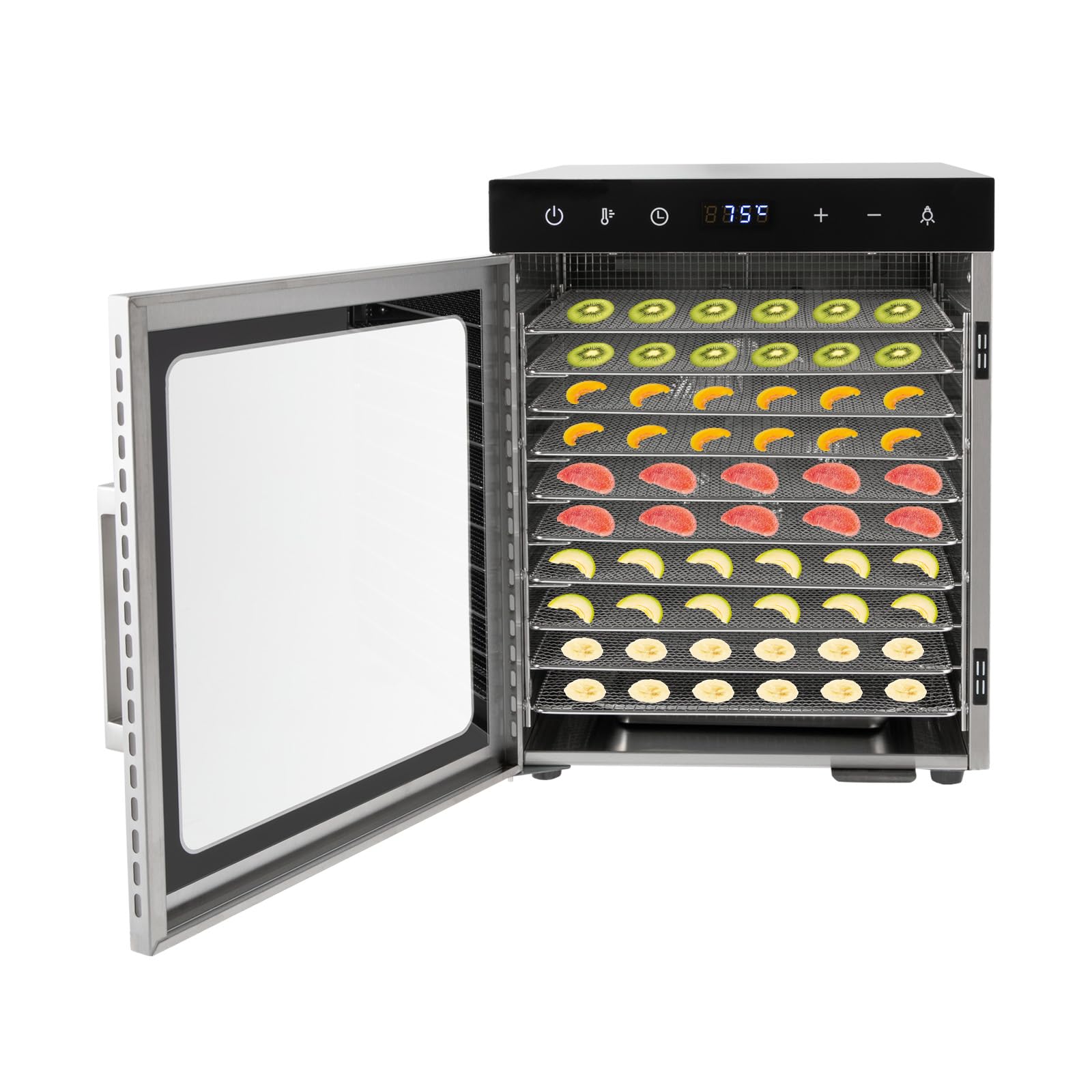 MccoMMon Dörrautomat 10-Schicht 800W Edelstahl – Professionelles Dörrgerät für Obst, Fleisch & Gemüse