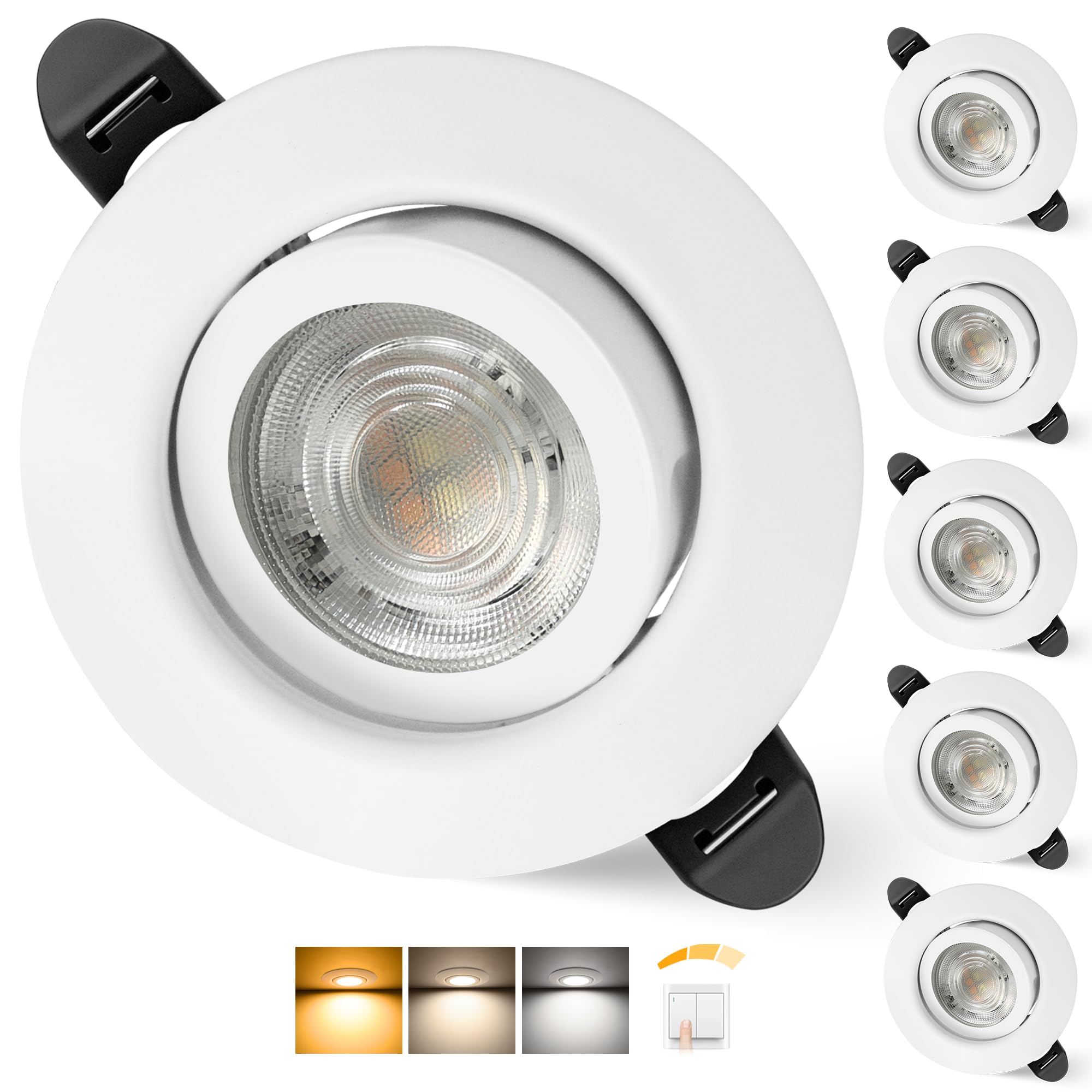 Aulaiyi LED Einbaustrahler 230V 5.5W IP44 Dimmbar – 6er Set Deckenspots Warmweiß