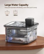 FEELNEEDY Katzenbrunnen 3.2L Kabellos mit 4000mAh Akku & Bewegungsmelder – Edelstahl – Bild 6