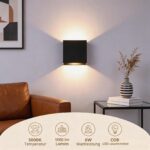 Glighone LED Wandleuchte 2er Set Schwarz 6W 3000K – Up & Down Beleuchtung für innen – Bild 3