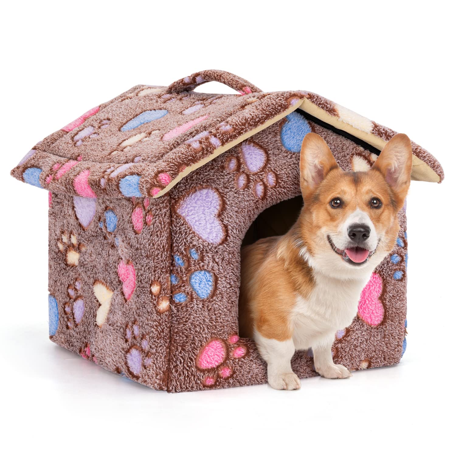 Nobleza Hundehütte 53x50x43cm – Winterfeste Hundehöhle mit abnehmbarer Matratze für Hunde & Katzen
