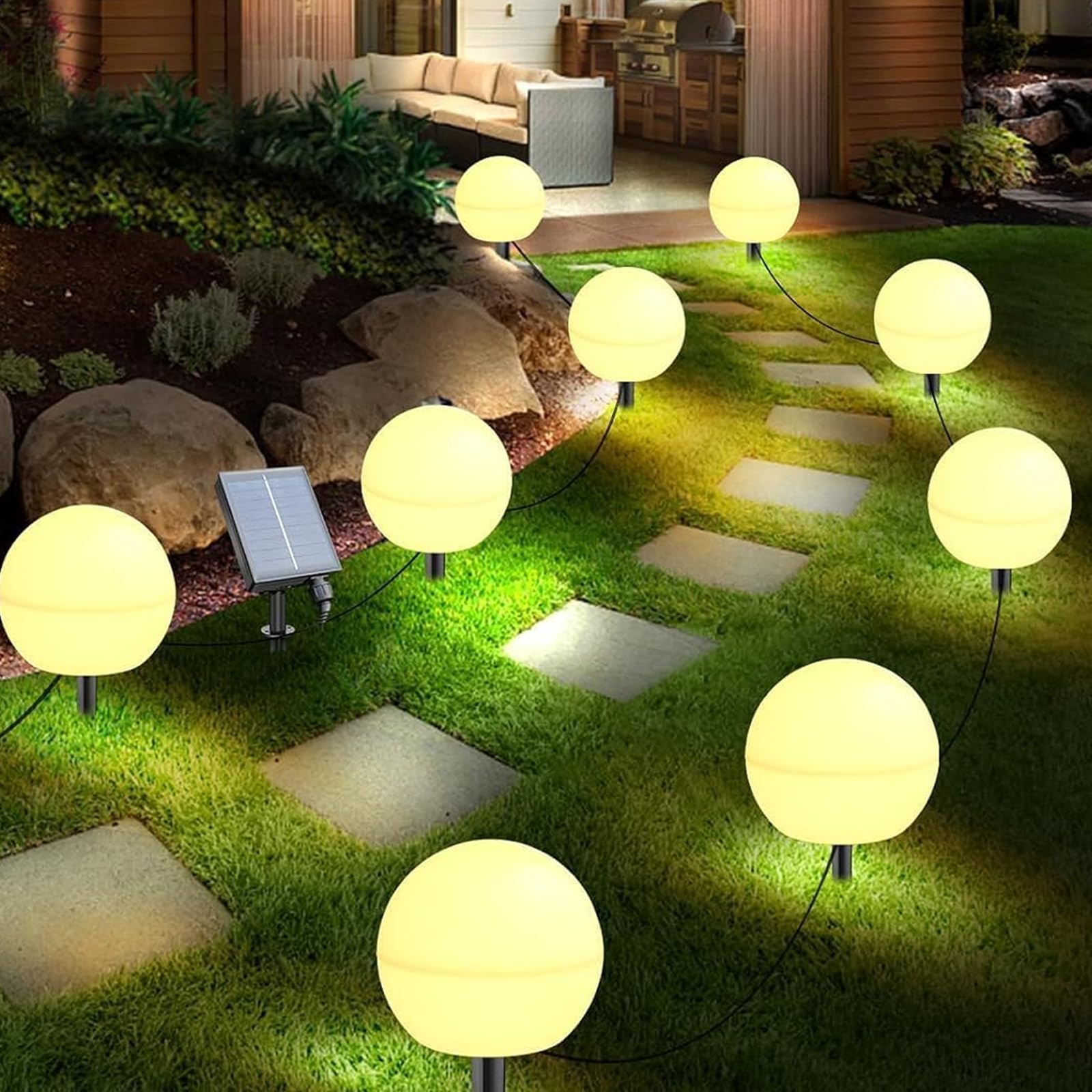 AcaJoe Solar-Kugelleuchten 6er-Set – 7-farbig, IP65 wasserdicht für Garten & Balkon