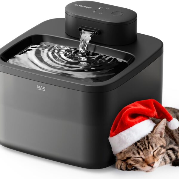 oneisall 2.2L kabelloser Katzenbrunnen – 20dB ultraleise mit Bewegungsmelder & 45 Tage Akkulaufzeit