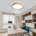 WayLuoung LED-Deckenleuchte Ø30cm Holz 18W 3000K – Warmweiss Naturholz für jeden Raum – Bild 9