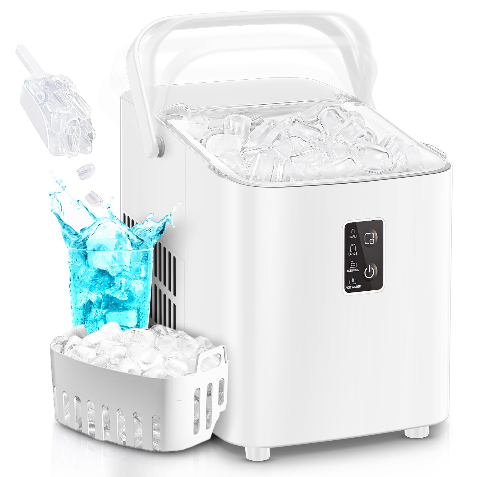 FOHERE Eiswürfelmaschine 14 kg/24h – Tragbar mit Selbstreinigung & 2 Grössen