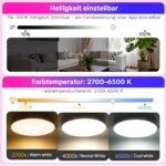 Laiebri LED-Deckenleuchte Ø30cm, 20W dimmbar mit Fernbedienung & App-Steuerung – Smart RGBIC – Bild 6