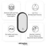 Oktaplex Plato LED-Aussenleuchte mit Bewegungsmelder – 1010lm warmweiss IP65 – Bild 2