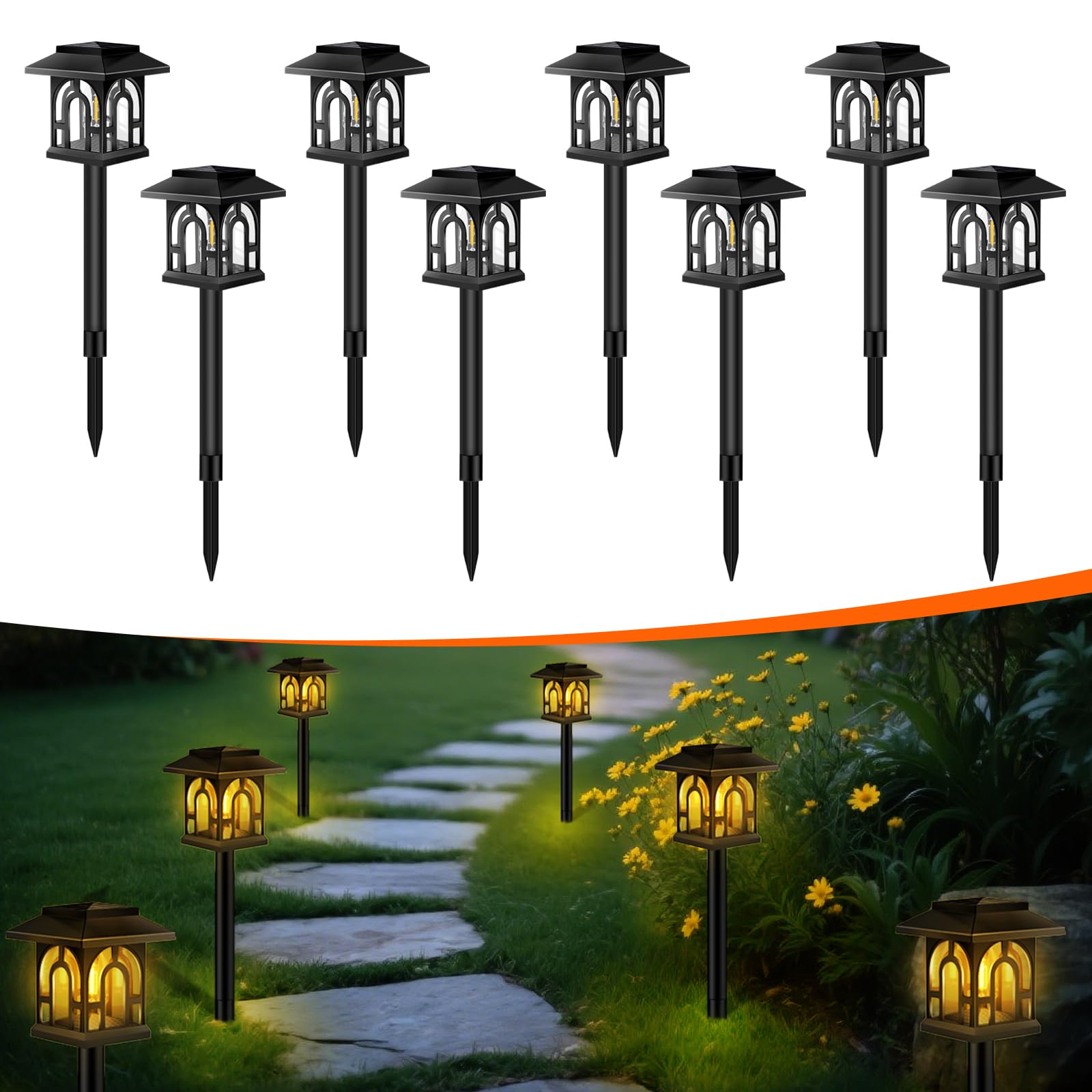 Caldarax 8er Set Solarleuchten Garten Warmweiss – IP65 Wasserdicht für Terrasse & Balkon