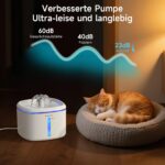 AIAUON Katzenbrunnen 2,5L mit 2 Filtern – Ultraleise Pumpe & LED-Wasserstandsfenster – Bild 6
