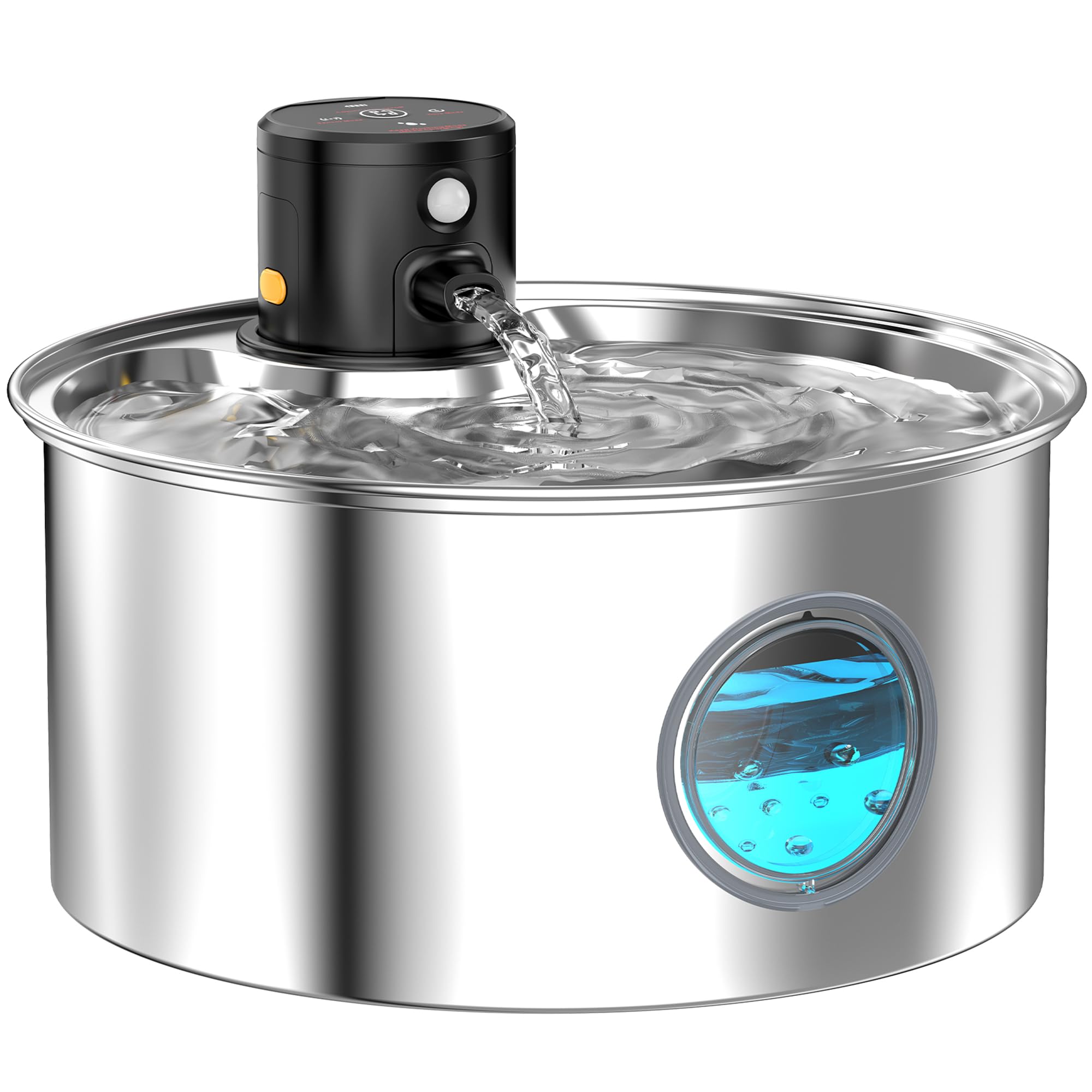 TOONIOOS Katzenbrunnen 3.2L Edelstahl Kabellos – Intelligenter Wasserspender mit Bewegungsmelder & Akku