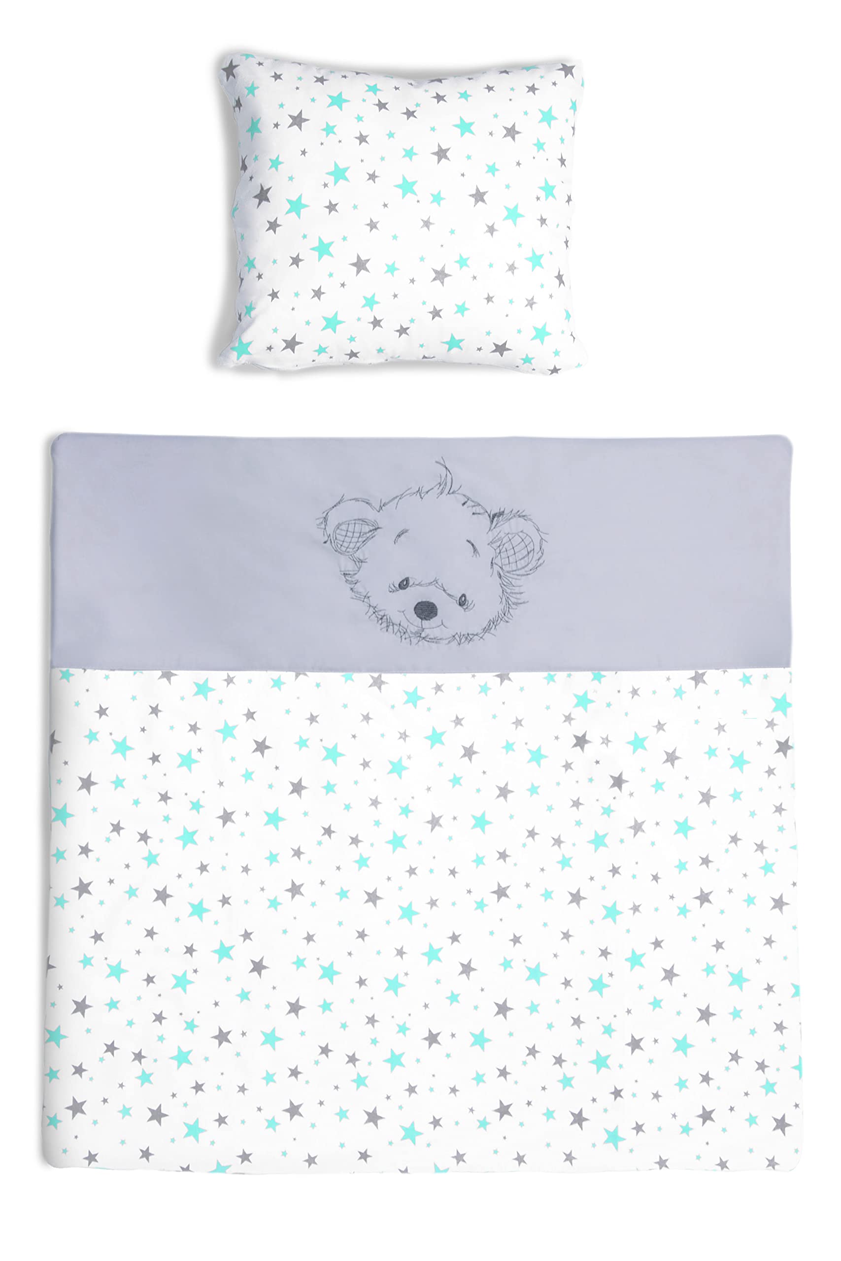 Amilian Kinderbettwäsche 80x80 – Baumwoll-Set mit Reissverschluss für Babys