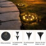 Hqynss 8er Set Solar Bodenleuchten IP65 – Warmweiss Gartenbeleuchtung für Aussen – Bild 4
