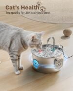 GIOTOHUN Katzenbrunnen 2.2L Edelstahl mit Sichtfenster – Automatischer Wasserspender für Katzen & Hunde – Bild 2