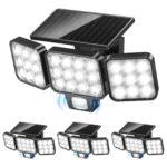 GEARLITE 4er Set Solarlampen mit Bewegungsmelder – 3500 LM LED Wandfluter IP65 für Garten & Garage