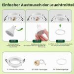 Forepin 10er Set LED Einbaustrahler Ø68mm GU10 – 30° schwenkbar, rostfreies Metall – Bild 6
