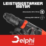 Delphi Bohrhammer SDS Plus 2600W – 4in1 Multifunktionswerkzeug mit Zubehörset & Koffer – Bild 5