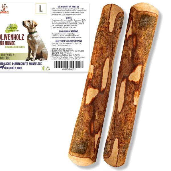 Matchpet Olivenholz Kauknochen L – Natürliches Kauspielzeug für grosse Hunde 26–35 kg