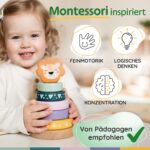Merle Toys® Holz Stapelturm Löwe ab 1 Jahr – Montessori Lernspielzeug mit FSC-Holz – Bild 4