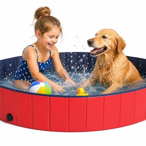 lionto Hundepool faltbar Ø 160 cm – Kratzfestes PVC-Planschbecken mit Anti-Rutsch-Boden