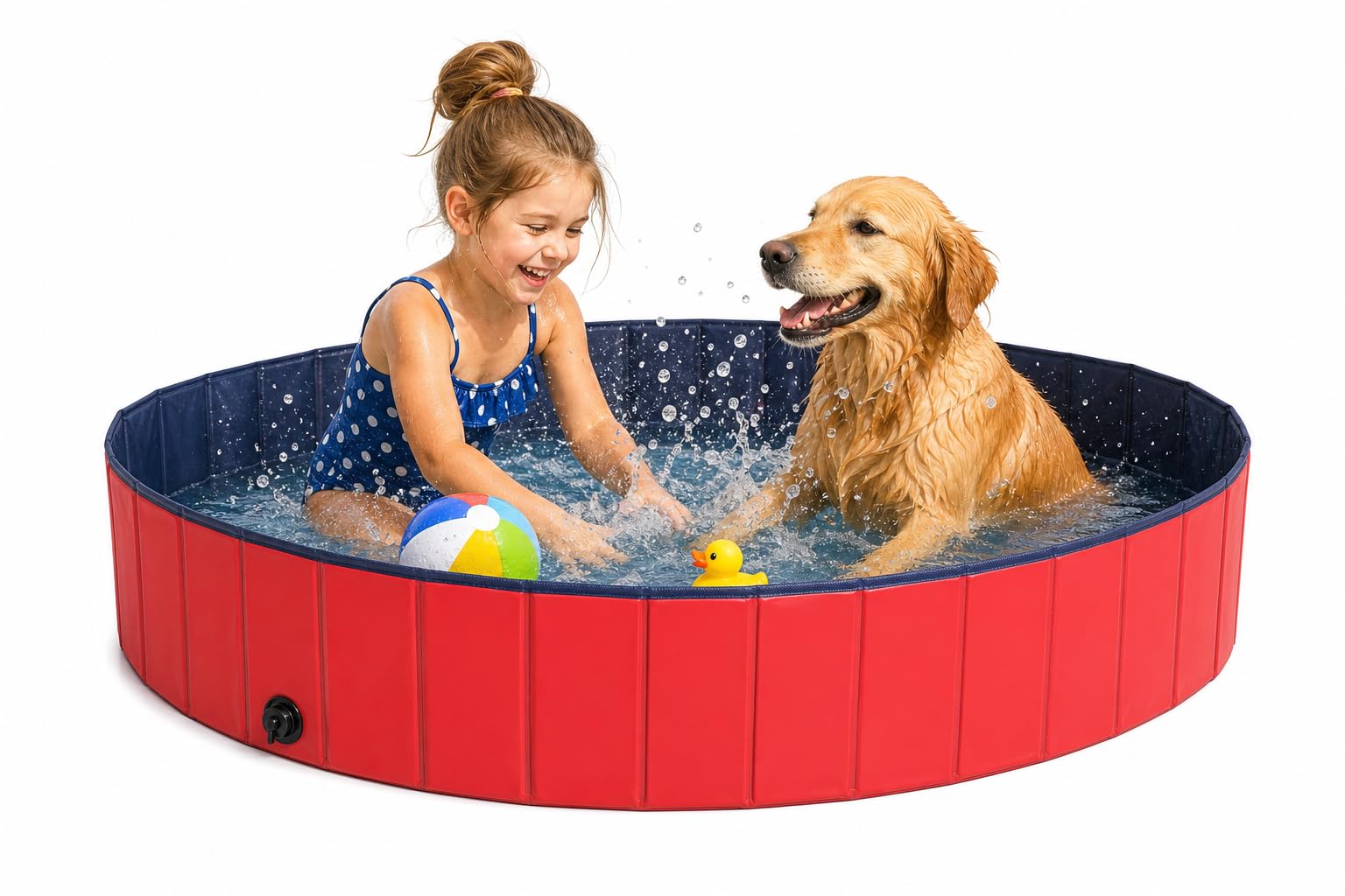 lionto Hundepool faltbar Ø 160 cm – Kratzfestes PVC-Planschbecken mit Anti-Rutsch-Boden