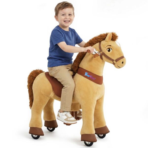 PonyCycle® Modell E Reitpferd auf Rollen – Hellbraun Grösse 4 (4-7 Jahre)