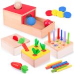 4-in-1 Montessori Holzspielzeug ab 10 Monaten – Motorikspielzeug für Babies & Kleinkinder