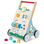 medoga 10-in-1 Lauflernwagen Holz – Lernspielzeug mit Activity Center für Babys