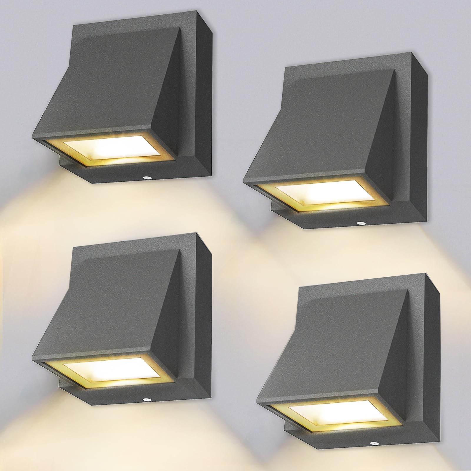 BENMA 8W LED Wandlampe 4er Set – IP65 Innen/Außen, Warmweiß 3000K, Grau