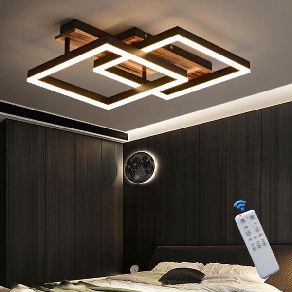 SEATAIN LED Deckenleuchte 47cm Holz mit Fernbedienung – Dimmbar 3000-6000K für Wohn- & Schlafzimmer