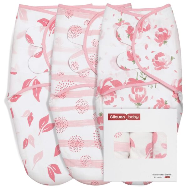 GLLQUEN 3er Pack Pucksack Baby 0-3 Monate – Bio-Baumwolle mit Klettverschluss