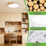 Kimjo LED-Deckenleuchte Ø 30 cm Holz Weiß – Warmweisses Licht 3000K für Wohnzimmer – Bild 3