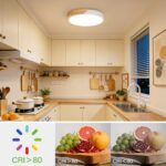 Kimjo LED-Deckenleuchte Ø 30 cm Holz Weiß – Warmweisses Licht 3000K für Wohnzimmer – Bild 2