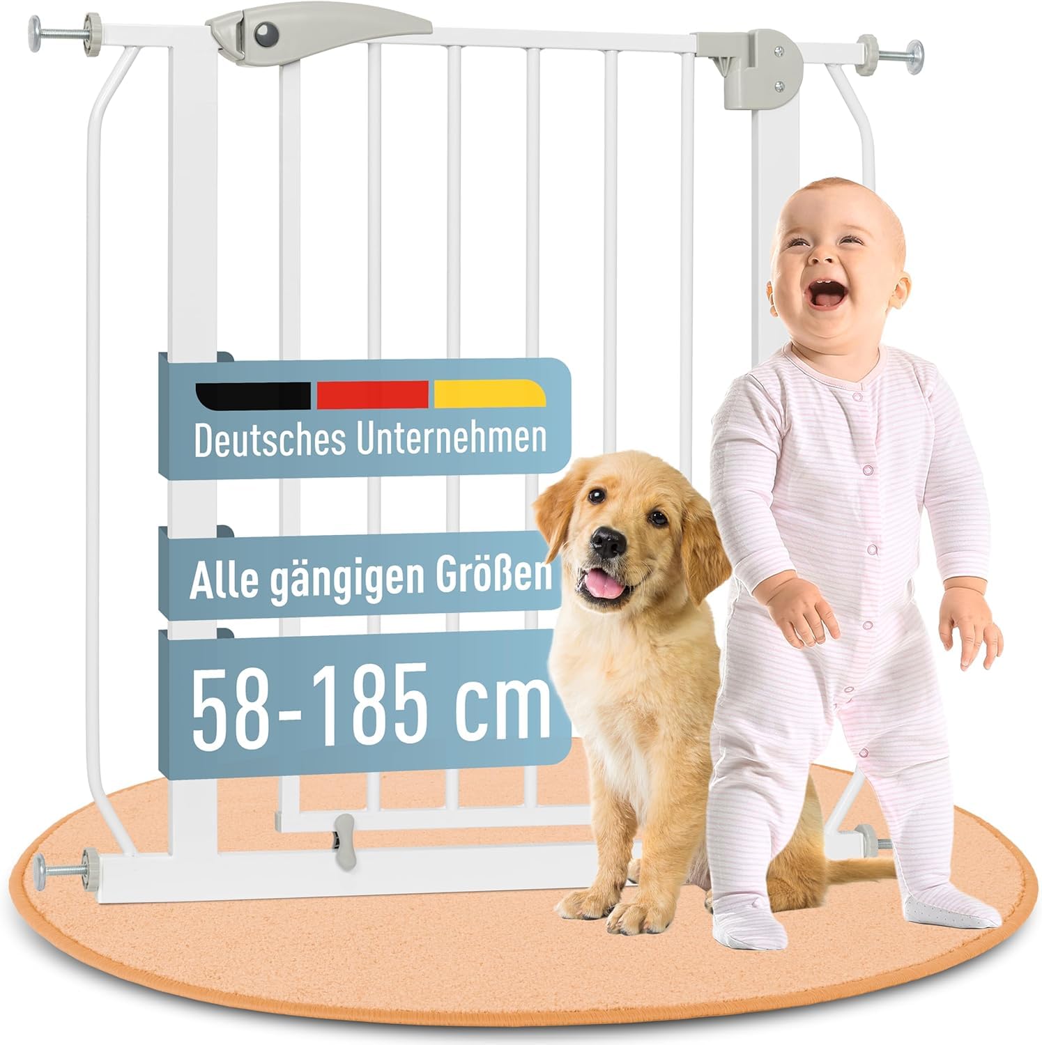 IB STYLE Berrin Treppenschutzgitter 75–85 cm – Klemmgitter ohne Bohren, Auto-Close & Safety-Button