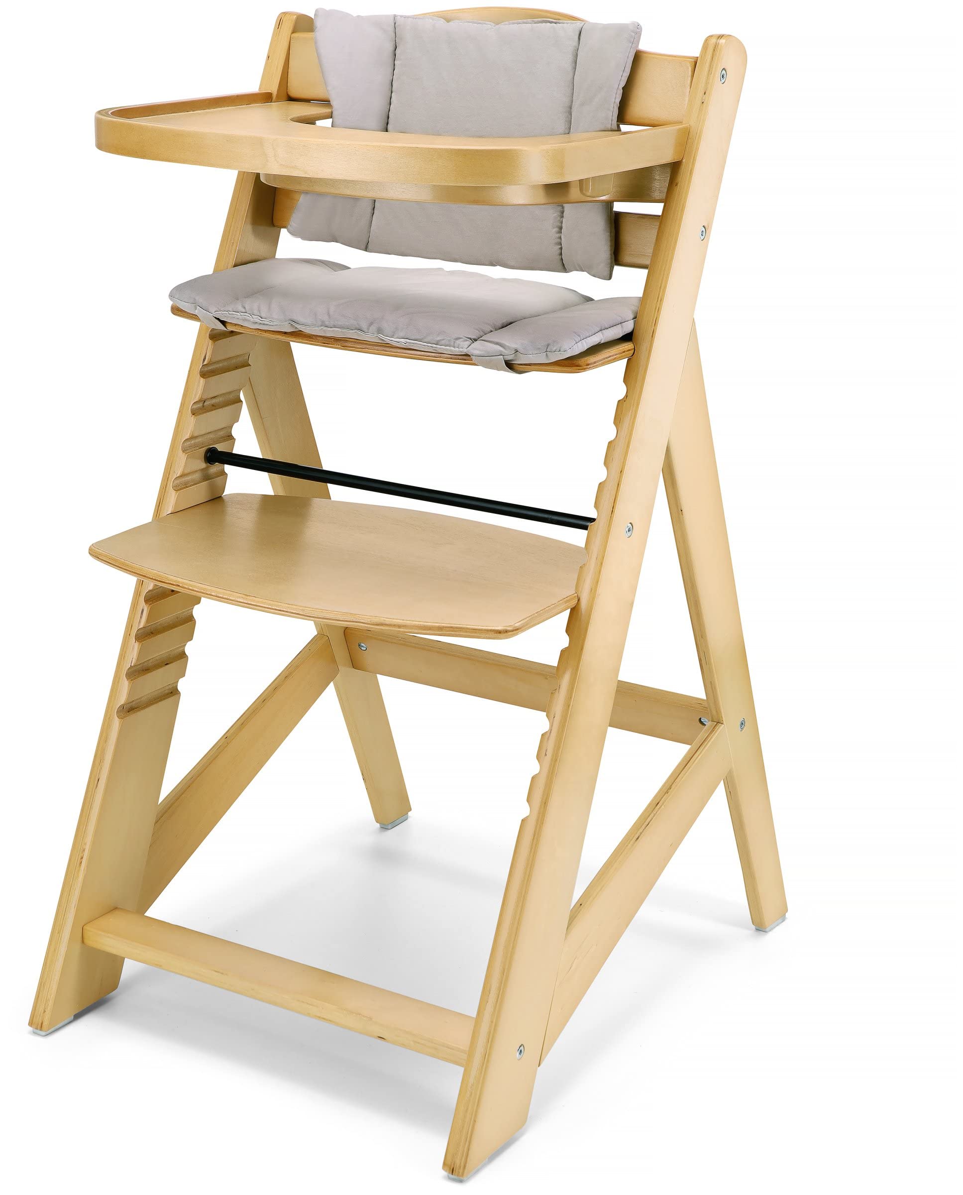 Moby-System Woody Mitwachsender Hochstuhl – Massivholz-Kinderstuhl mit 12-stufiger Verstellung