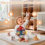 SAIMAND Bauernhof Montessori Spielzeug 6-12 Monate – Sensorisches Motorikspielzeug mit 7 Plüschtieren – Bild 3