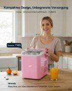 Upstreman Eiswürfelmaschine BI12-Rosa – 12 kg/Tag, 2 Eisgrößen, Selbstreinigend & Tragbar – Bild 7