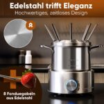 Clatronic Elektrisches Fondue-Set 1,2L Edelstahl – für 8 Personen mit Gabelset – Bild 6