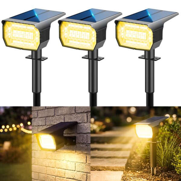 LOTMOS 3er Set Solarstrahler mit 72 LEDs – IP67 Aussenleuchte mit 3 Helligkeitsmodi für Garten