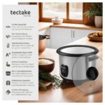 tectake® Reiskocher 1,8 l mit Dampfgarer – Multifunktionales Kochgerät für bis zu 10 Portionen – Bild 3