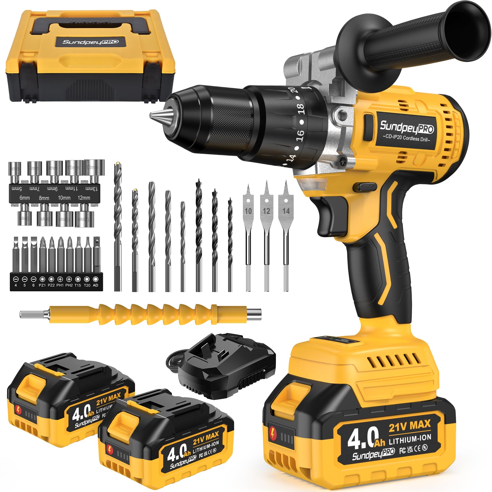 SundpeyPRO 21V Akku-Schlagbohrschrauber mit Bürstenlosem Motor – 120Nm & 35-tlg. Zubehör