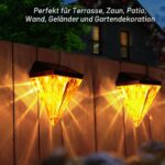 AGOTD Solar-Wandleuchten 4er Set – IP55 Gartenbeleuchtung mit Diamant-Design & Amber-Licht – Bild 5