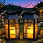 Cozymeow Solar Laternen 22cm – Flammeneffekt Solarlaterne für Garten & Terrasse (2er-Set)