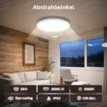 JONMONSM LED-Deckenleuchte Ø30cm 25W IP54 – Flache Badleuchte 2000lm 6500K – Bild 2