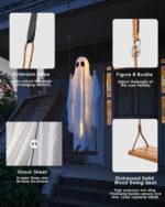Sunwuun LED Halloween Geist 130–260 cm höhenverstellbar – Ferngesteuerte Outdoor Dekoration – Bild 7