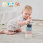 Moonkie Stapelbecher Baby 7-teilig mit Zahlen & Muster – Silikon Beißring ab 6M+ – Bild 4