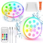 Czemo LED Poolbeleuchtung wiederaufladbar – IP68 Unterwasserlicht mit Fernbedienung & Magnet