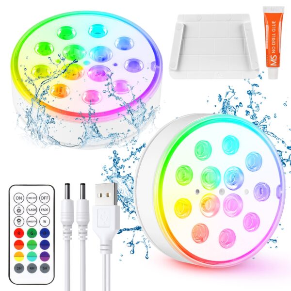 Czemo LED Poolbeleuchtung wiederaufladbar – IP68 Unterwasserlicht mit Fernbedienung & Magnet