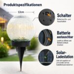 Ciskotu 4er Set Bruchglas Solarleuchten – 120 LED Gartenbeleuchtung IP44 Wasserdicht – Bild 4